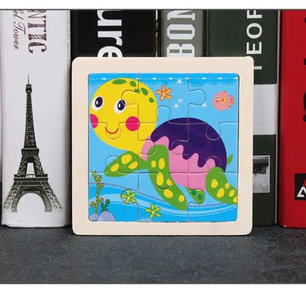 11X11CM Kids Wooden Puzzle Cartoon Animal Traffic Tangram Wood Puzzle Toys Educational Jigsaw Toys for Children GiftS
