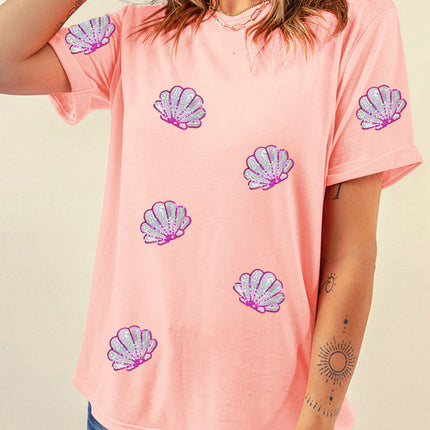 Shell Round Neck Short Sleeve T-Shirt