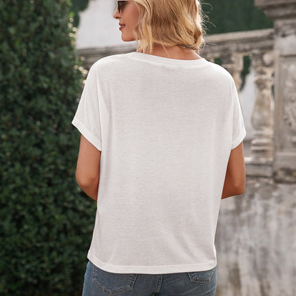 Pocketed Round Neck Short Sleeve T-Shirt