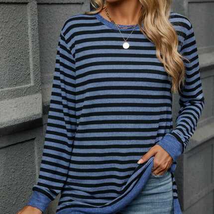 Striped Round Neck Long Sleeve T-Shirt