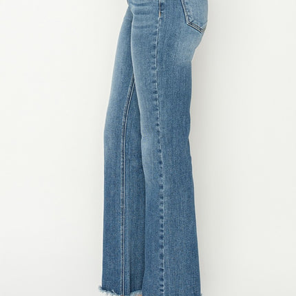 RISEN Mid-Rise Frayed Hem Bootcut Jeans