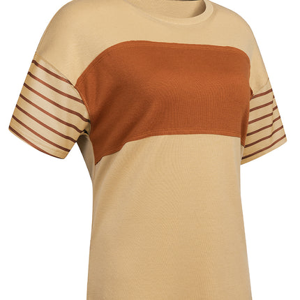 Striped Round Neck Short Sleeve T-Shirt