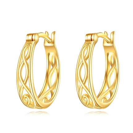 925 Sterling Silver Gold Small Huggie Filigree Hoop Earrings for Women - Birthday Gift Ideas