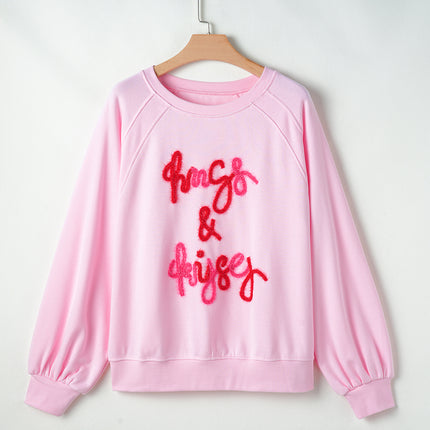 Valentine’s Day HUG AND KISSES Round Neck Sweatshirt