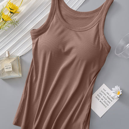 Round Neck Tank with Bra - Vickie Lynn's