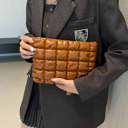 Quilted Plaid Clutch with Zipper