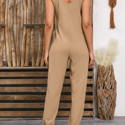 Wide Strap Jumpsuit with Pockets