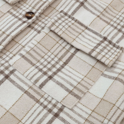 Plaid Removable Hood Button Up Shacket