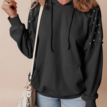 Rivet Drawstring Long Sleeve Hoodie