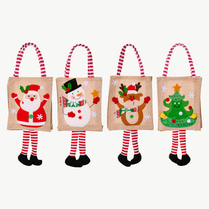 4-Pack Christmas Gnome Graphic Striped Gift Bag