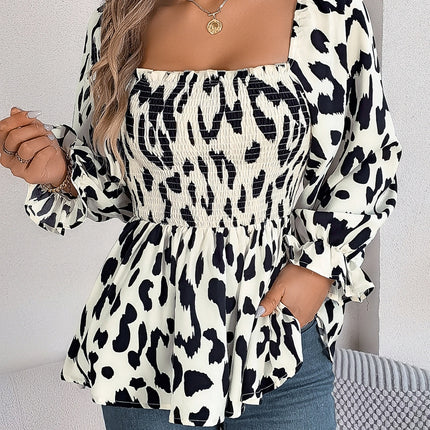 Square Neck Flounce Sleeve Blouse