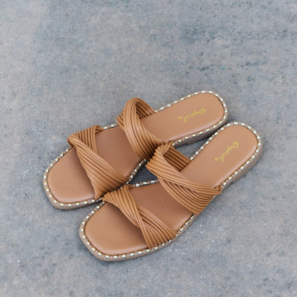 Qupid Summertime Fine Double Strap Twist Sandals