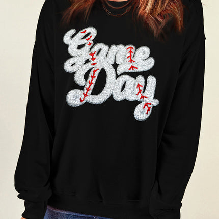 Letter Graphic Round Neck Long Sleeve Sweatshirt