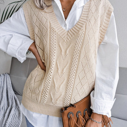 Openwork V-Neck Sweater Vest