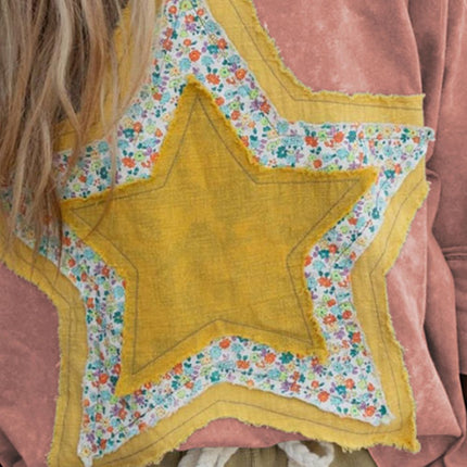 Star Applique Round Neck T-Shirt