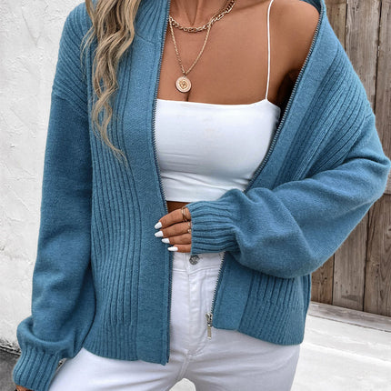 Zip Up Long Sleeve Cardigan