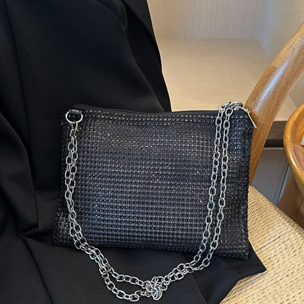 Rhinestone Polyester Chain Crossbody Bag