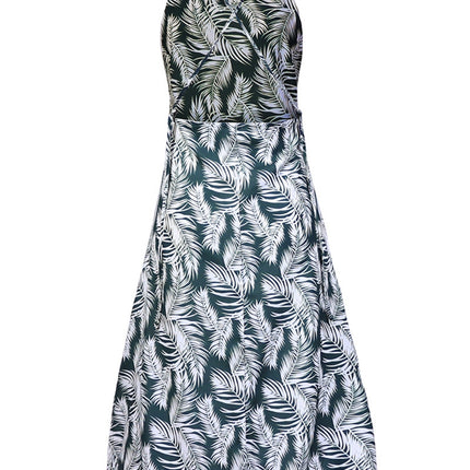 Slit Crisscross Printed Sleeveless Cami Dress