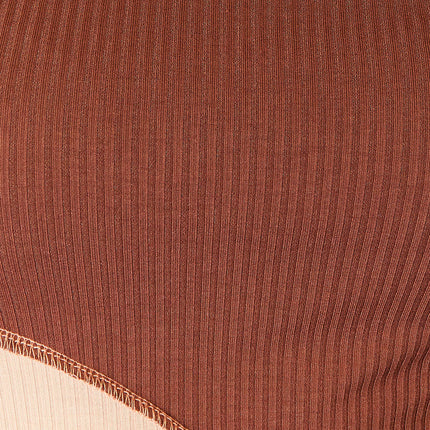 Double Take Color Block Exposed Seam Long Sleeve Top