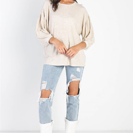 Cherish Apparel Drop Shoulder Puff Sleeve Top