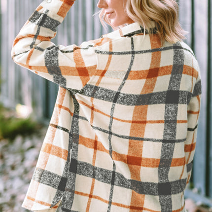 Plaid Snap Down Collared Neck Shacket