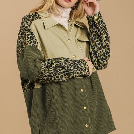 High-Low Leopard Snap Down Shacket