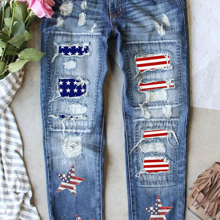 US Flag Straight Jeans