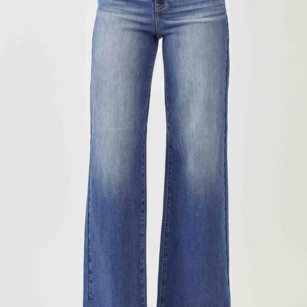 RISEN High Waist Raw Hem Wide Leg Jeans