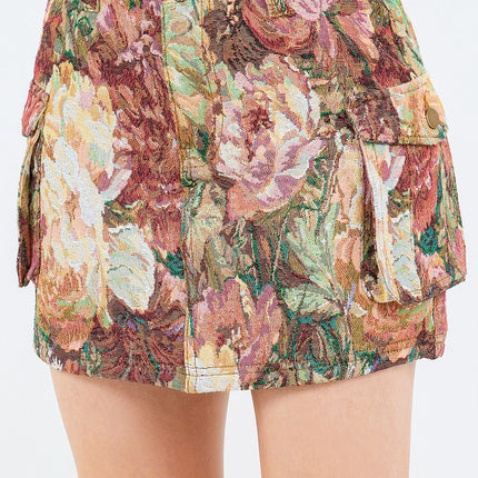 American Bazi Jacquard Weave Cargo Pocket Skirt