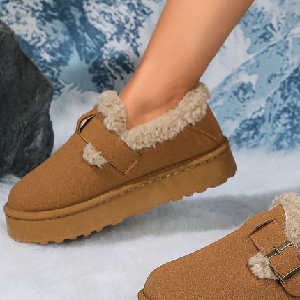 Round Toe Platform Fuzzy Boots