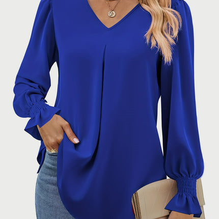 V-Neck Flounce Sleeve Top