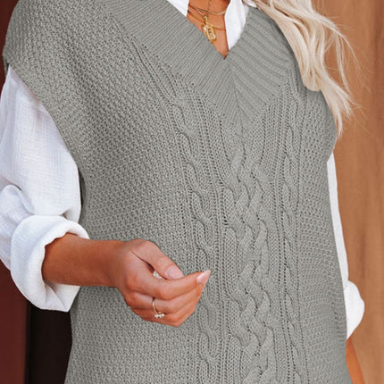 Cable-Knit V-Neck Sweater Vest