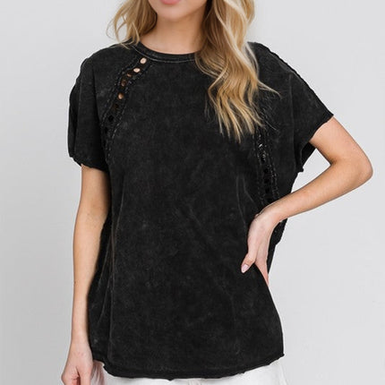 Double Take Full Size Cutout Round Neck Short Sleeve T-Shirt