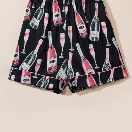 Champagne Print Short Sleeve Top and Shorts Set