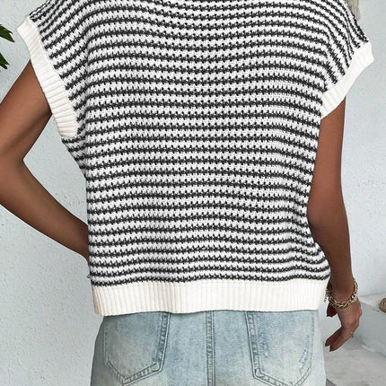 Striped Round Neck Sweater Vest