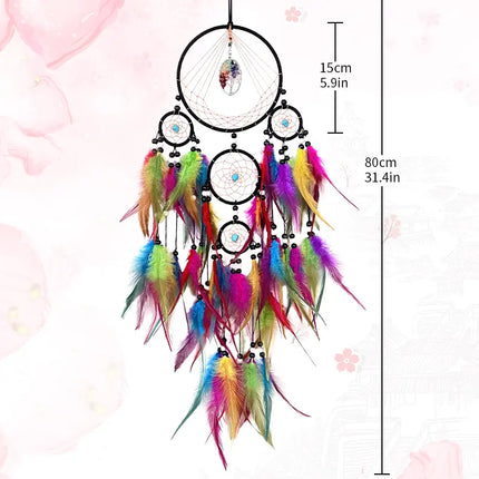 2023 New Dream catchers Retro 5 Ring Dream Catchers Home Decoration Indians Natural Stone Tree of Life Dreamcatcher Wall Hanging