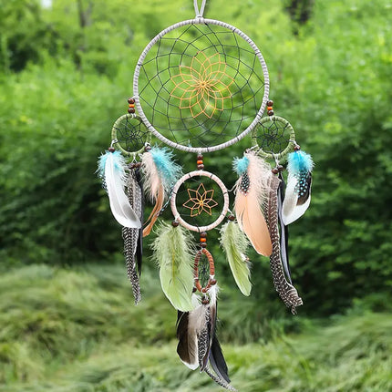 2023 New Dream catchers Retro 5 Ring Dream Catchers Home Decoration Indians Natural Stone Tree of Life Dreamcatcher Wall Hanging