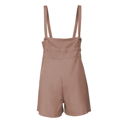 Drawstring Wide Strap Overalls with Pockets