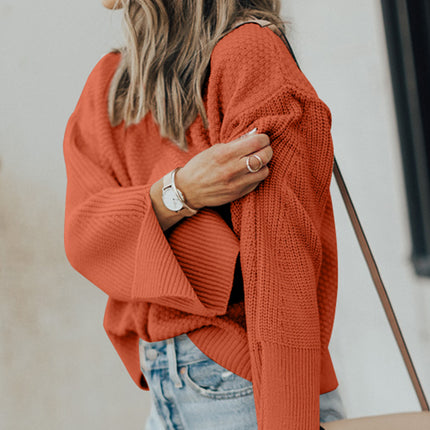 Textured Round Neck Long Sleeve Sweater