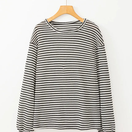 Striped Round Neck Long Sleeve Top