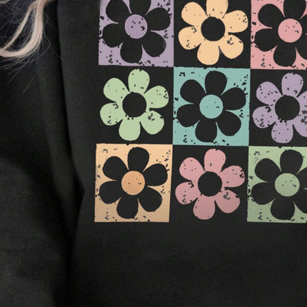 Flower Round Neck Long Sleeve Sweatshirt