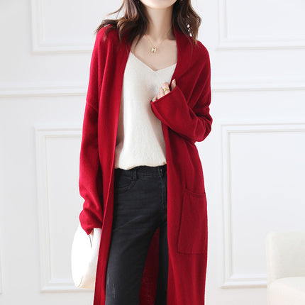 Super Long Wool Knit Cardigan Women