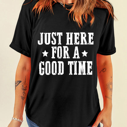 Letter Graphic Round Neck Short Sleeve T-Shirt