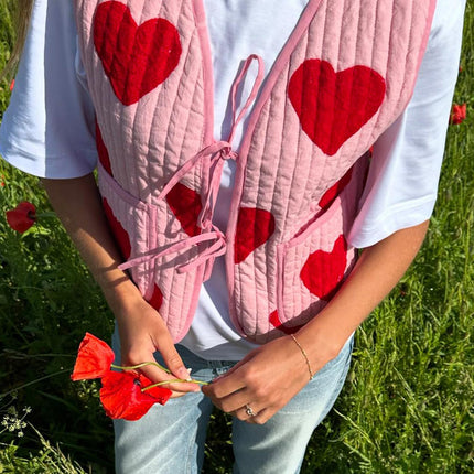 Tied Heart Vest with Pockets