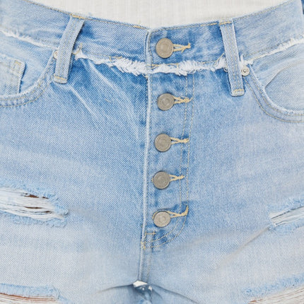 Kancan Distressed Button Fly Denim Shorts