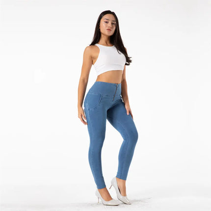 Melody Fit Jeans Full Length Push Up Skinny Slim High Waist Four Ways Stretchable Denim Jeans for Woman Summer