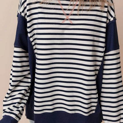 Striped Round Neck Long Sleeve Sweatshirt