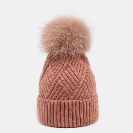 Thermal Knit Hat with Pompom