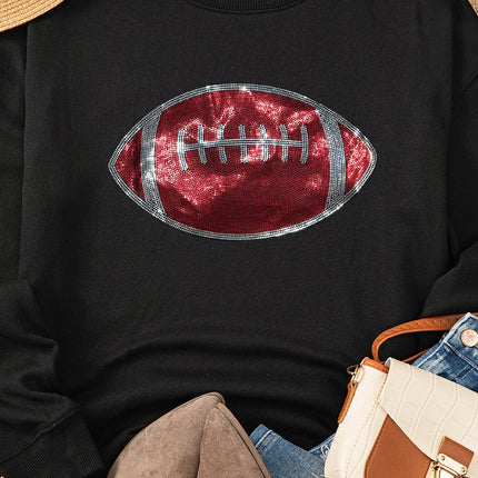 Sequin Football Long Sleeve Sweatshirt