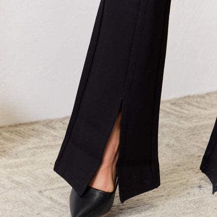 Kancan V-Waistband Slit Flare Pants